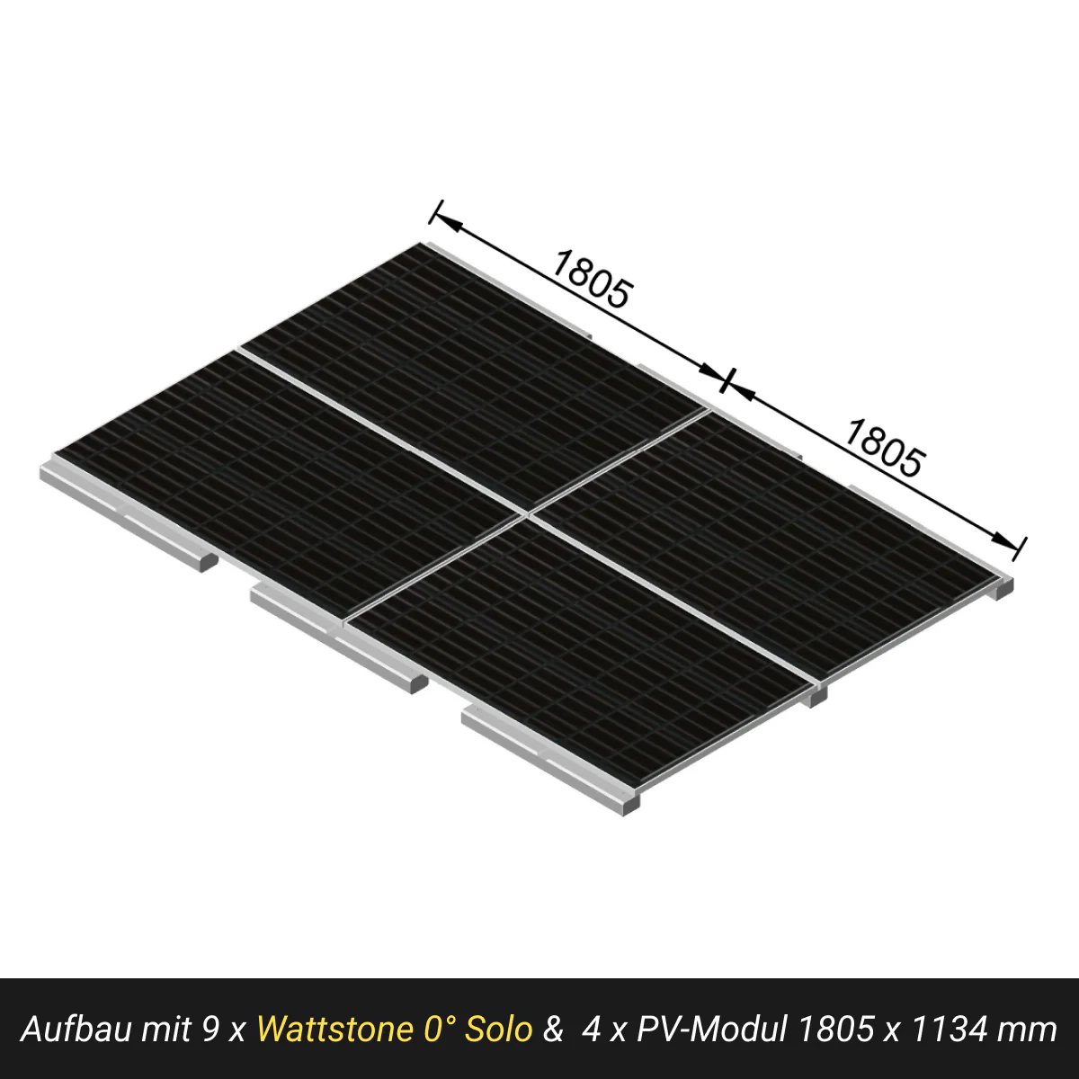 Wattstone 0° Solo Flachdachaufständerung aus Feinbeton