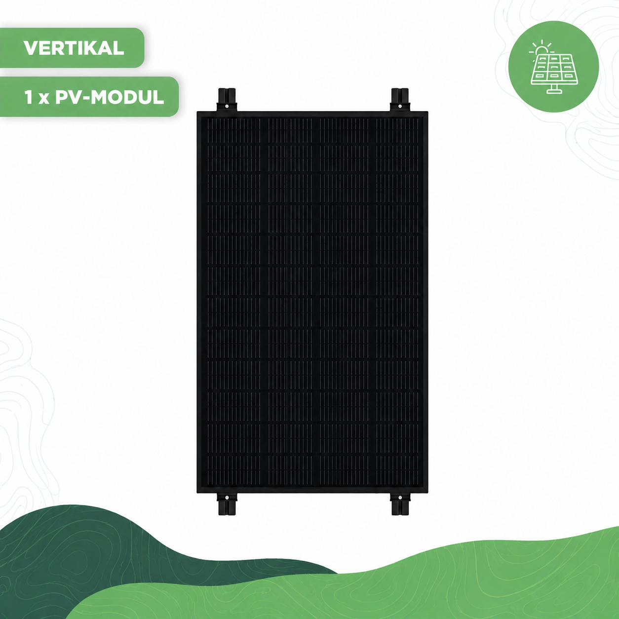 Balkonkraftwerk Wand-Halterung EvoWall BLACK — Unterkonstruktion Set für 1 x PV-Modul vertikal