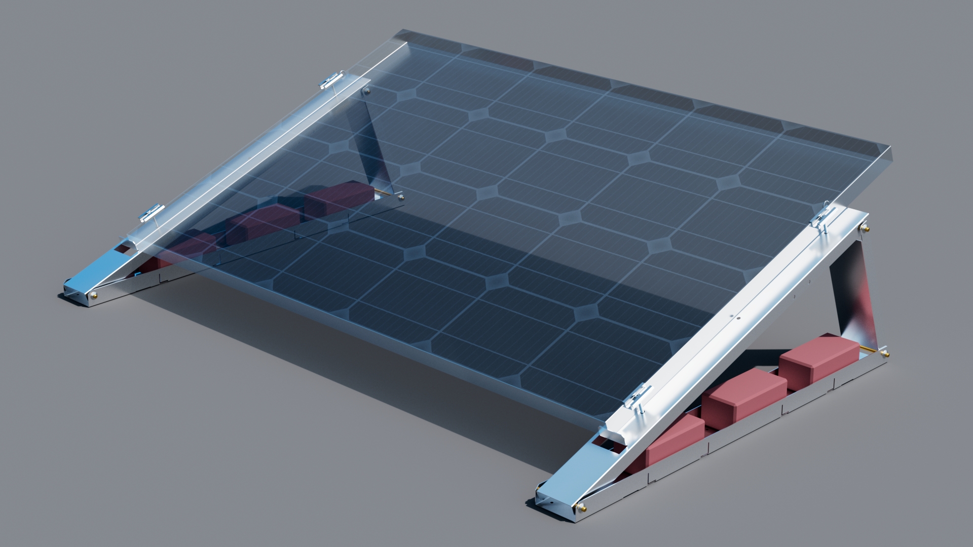Balkonkraftwerk-Aufständerung — Flachdach  für 1  x PV-Modul RH 30 mm und 35 mm