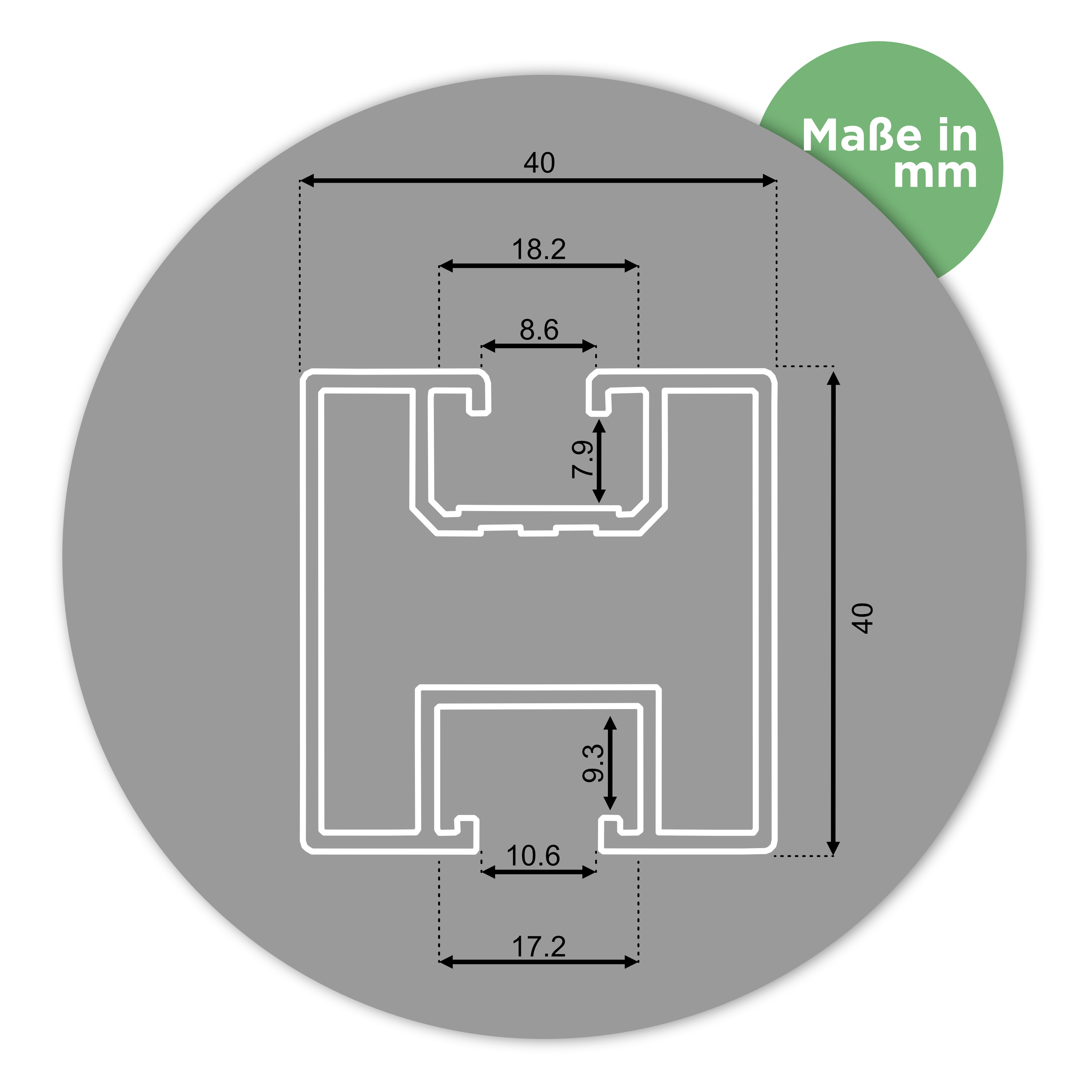 PV Montageschiene Premium — 40x40 mm, 2400 mm, 1,6 mm Wandstärke