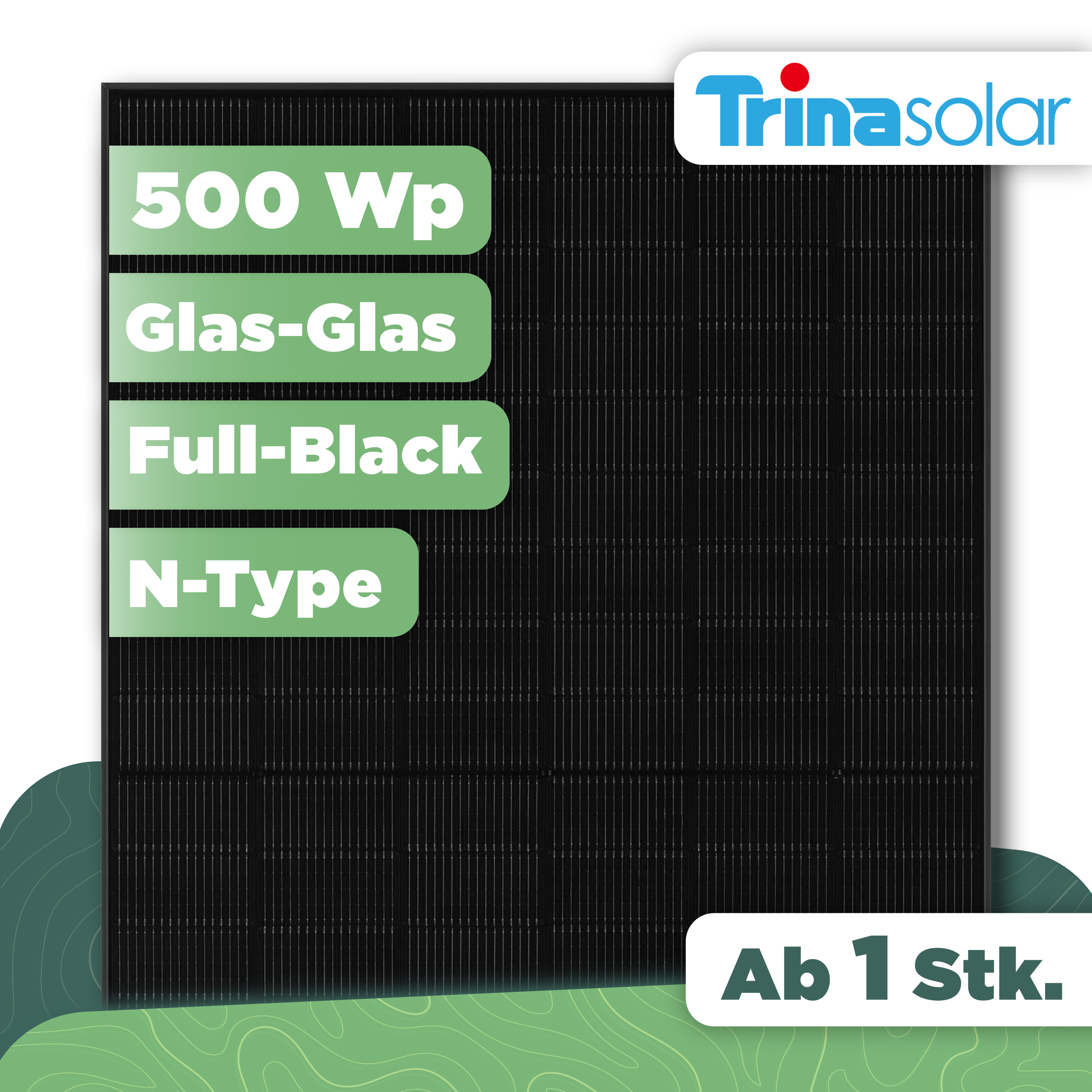 Trina Vertex S+ 500 Wp NEG18R.25 — Glas-Glas Full Black PV-Modul - 1 Stk (Einzelmodul)