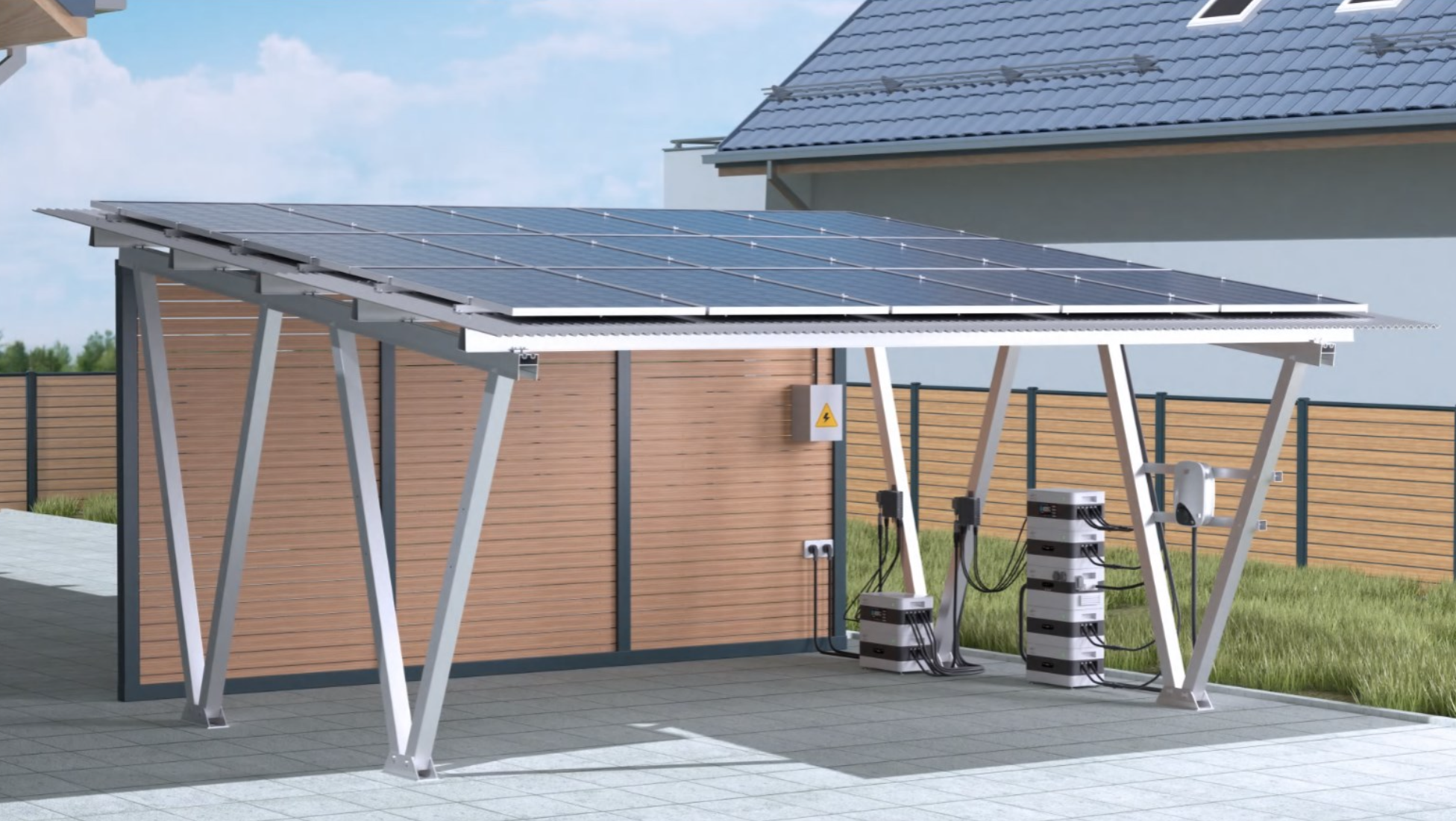 SunEnergyXT SolarDRIVE — PV-Carport mit Netzanschluss / 10,75 kWh / 13 Module