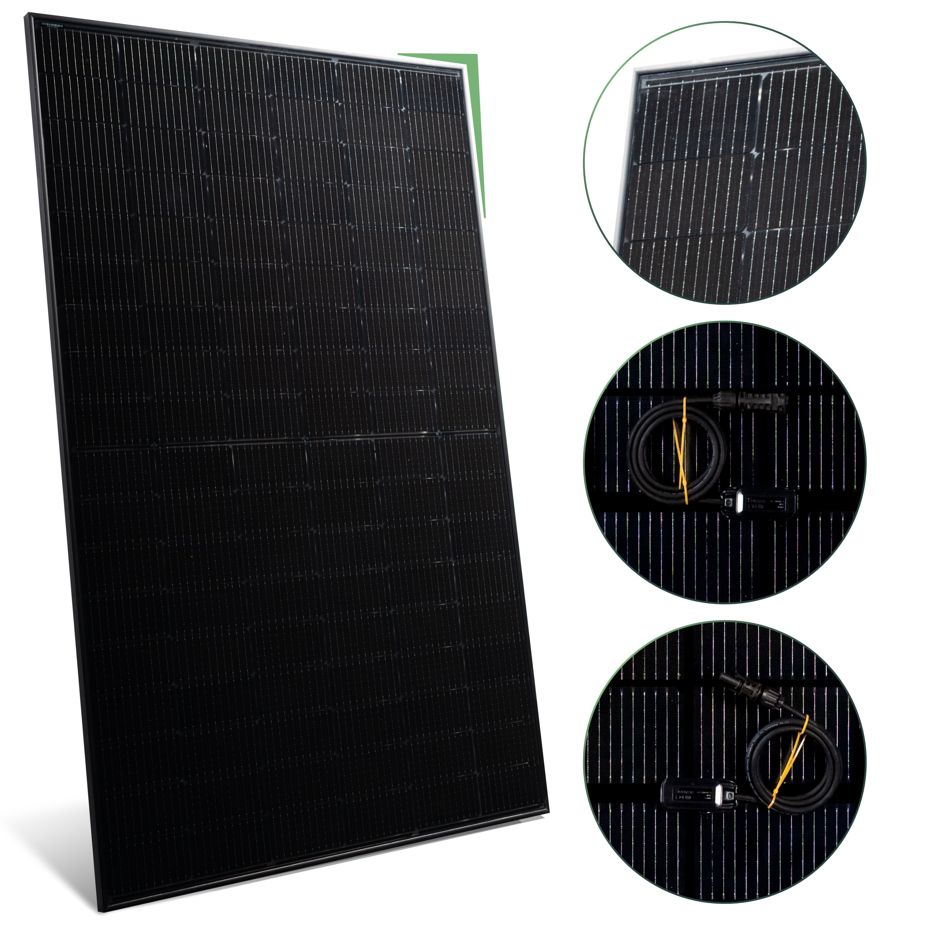 Balkonkraftwerk Set 2000 Wp — Anker Solarbank 3 Pro / 13,5 kWh / Solyco 500 Wp Glas-Glas Fullblack-Modul Bifazial / 4 Module / Schuko Stecker / 3 m
