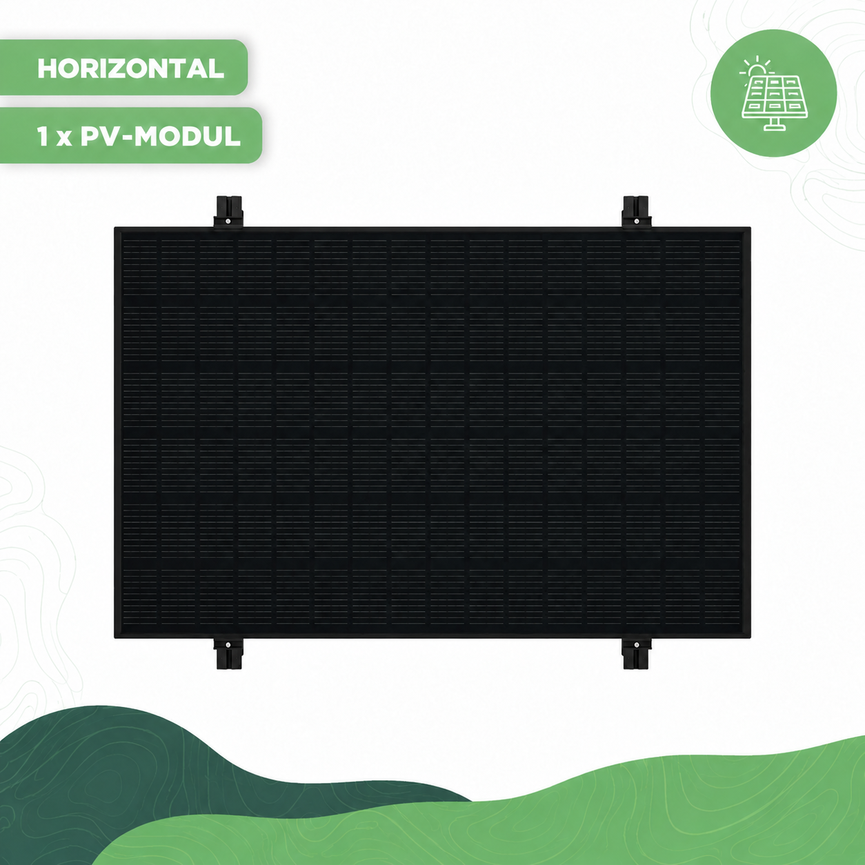 Balkonkraftwerk Wand-Halterung EvoWall BLACK — Unterkonstruktion Set für 1 x PV-Modul horizontal
