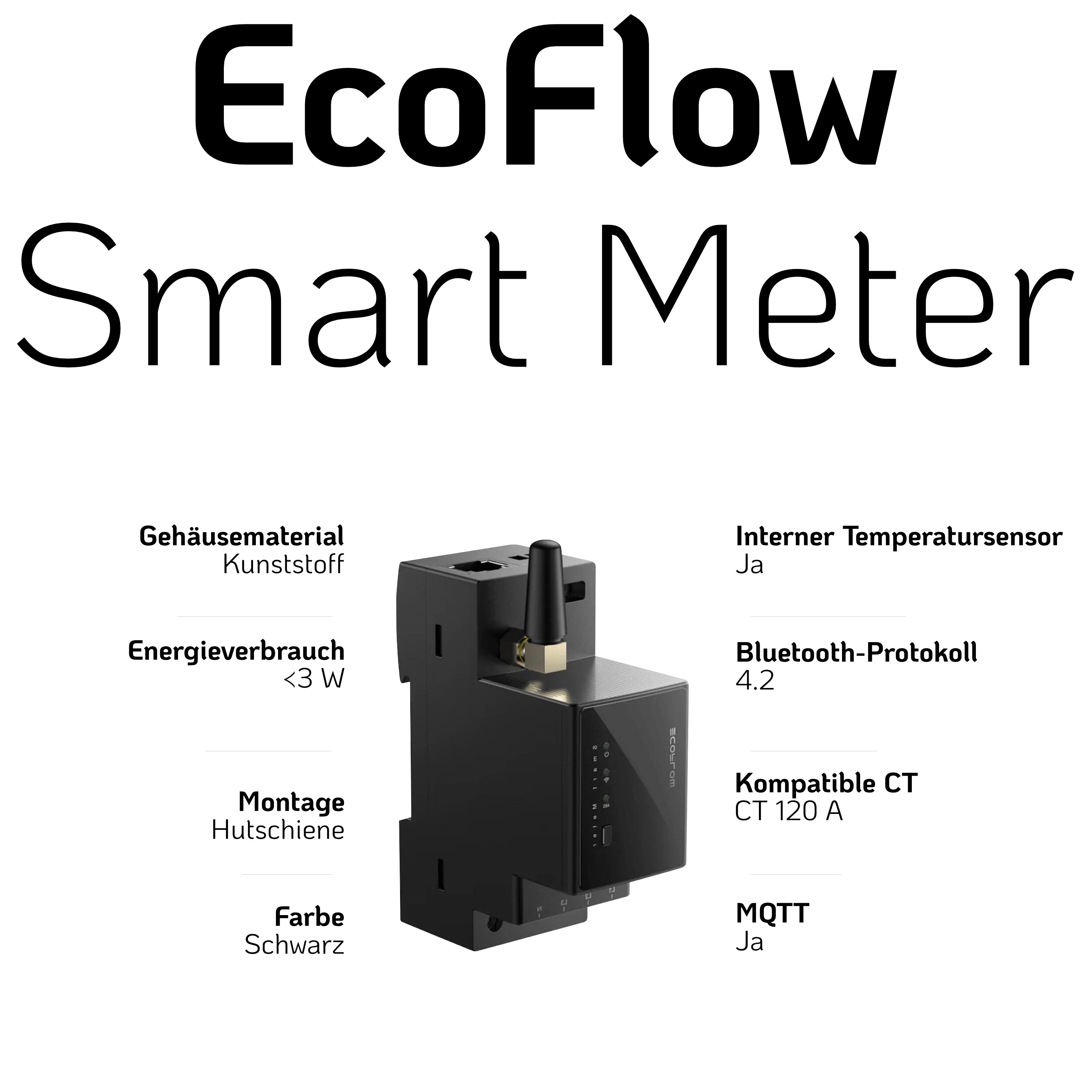 EcoFlow Stream Balkonkraftwerk Set 2000 Wp — Stream Ultra / 500 Wp (Full Black) / 4 Module / 11,52 kWh / mit EcoFlow Smart Meter