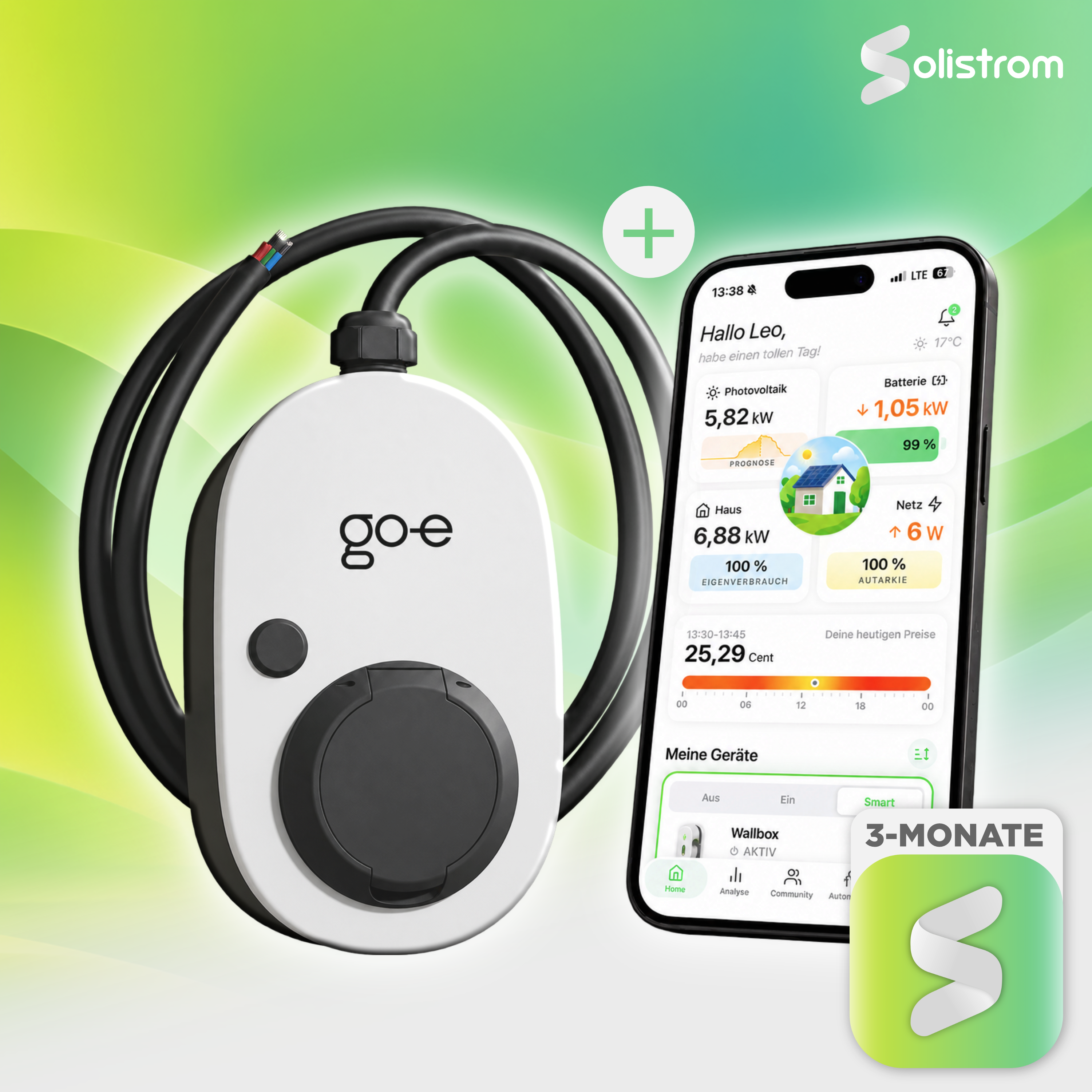 go-e Charger Gemini inkl. Solistrom Pro Gutschein — 11 kW Wallbox inkl. 3 Monate Solistrom Energiemanagement