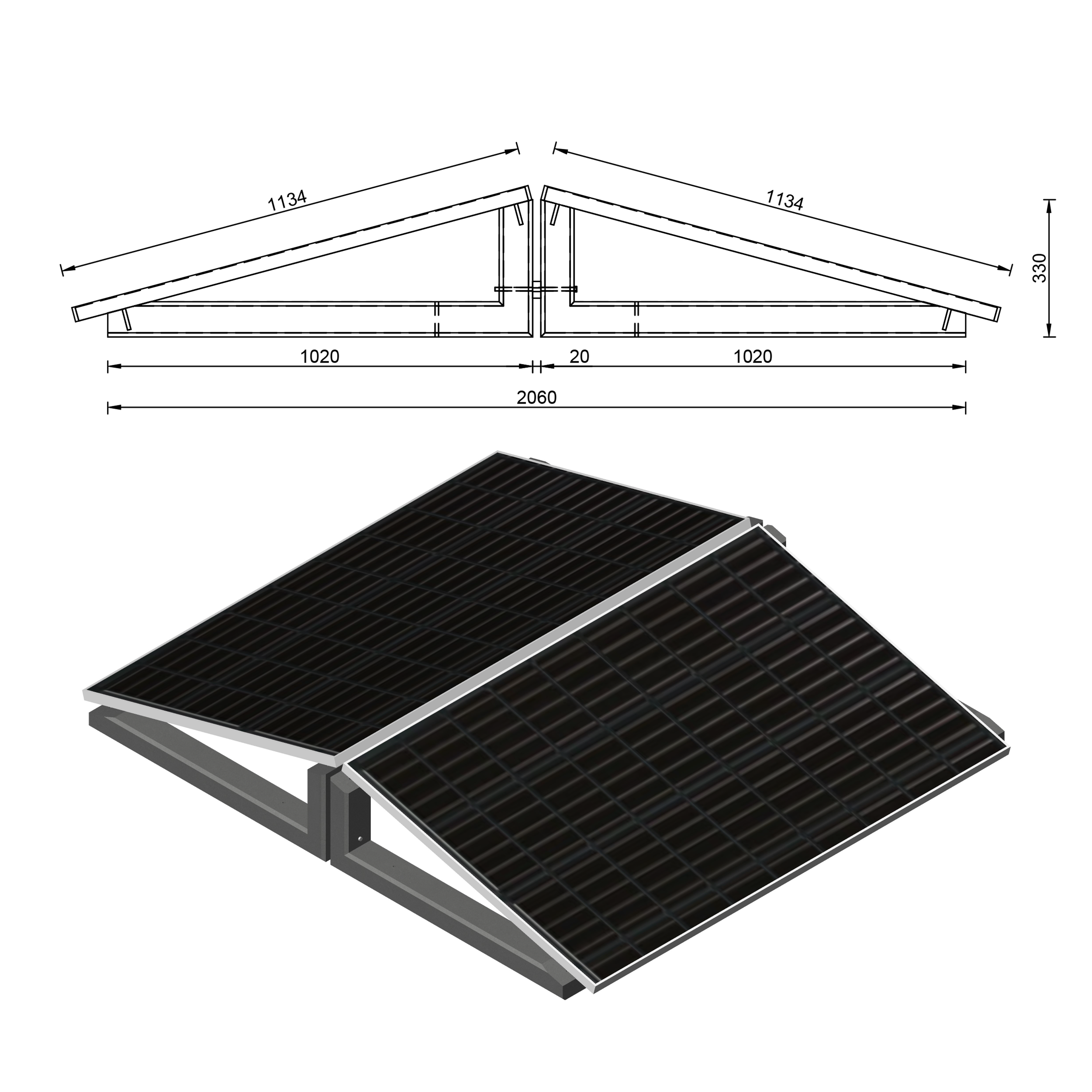 Wattstone Set — 4 Module / Horizontal / 2 Reihen je 2 Module / 15°